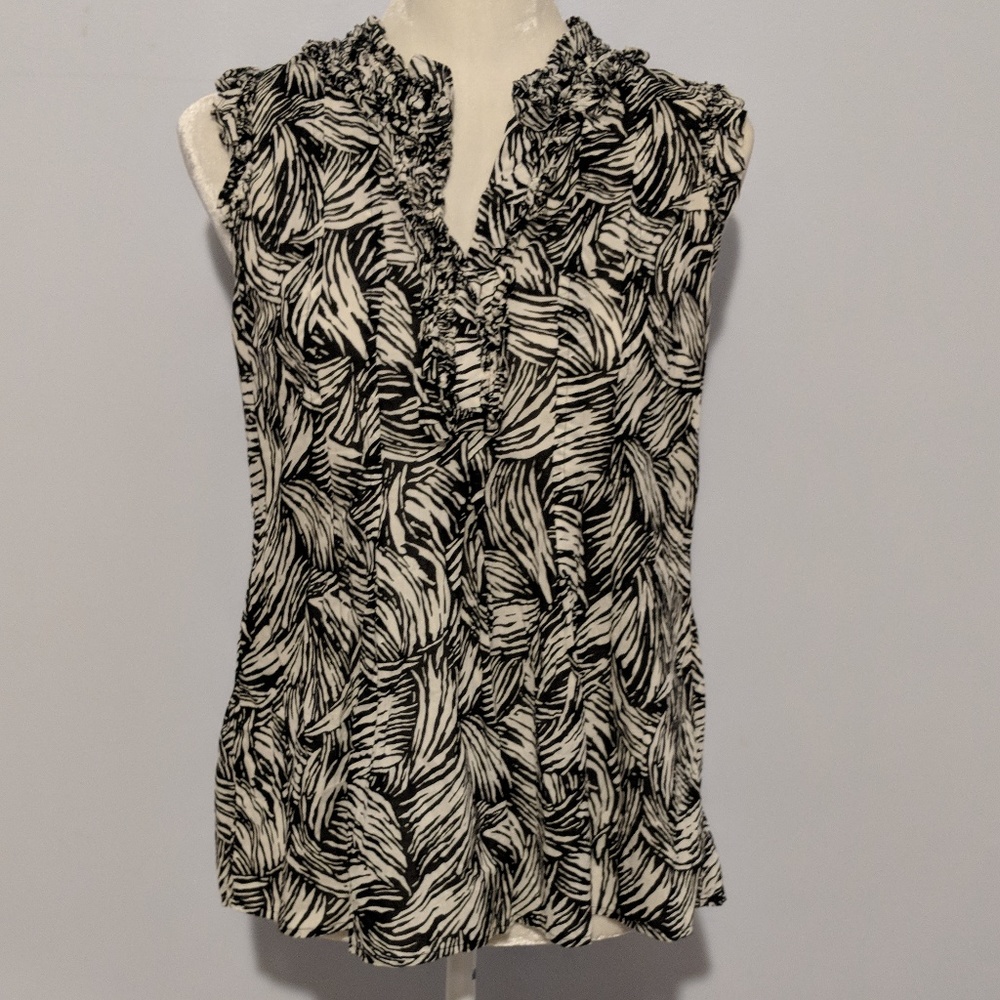 LOFT Work Blouse Top S Tweed-like Collar